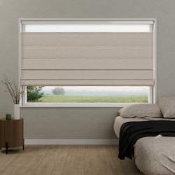 Vouwgordijn Vanessa semi-transparant – natuurlijk geweven, op maat, kettingbediend