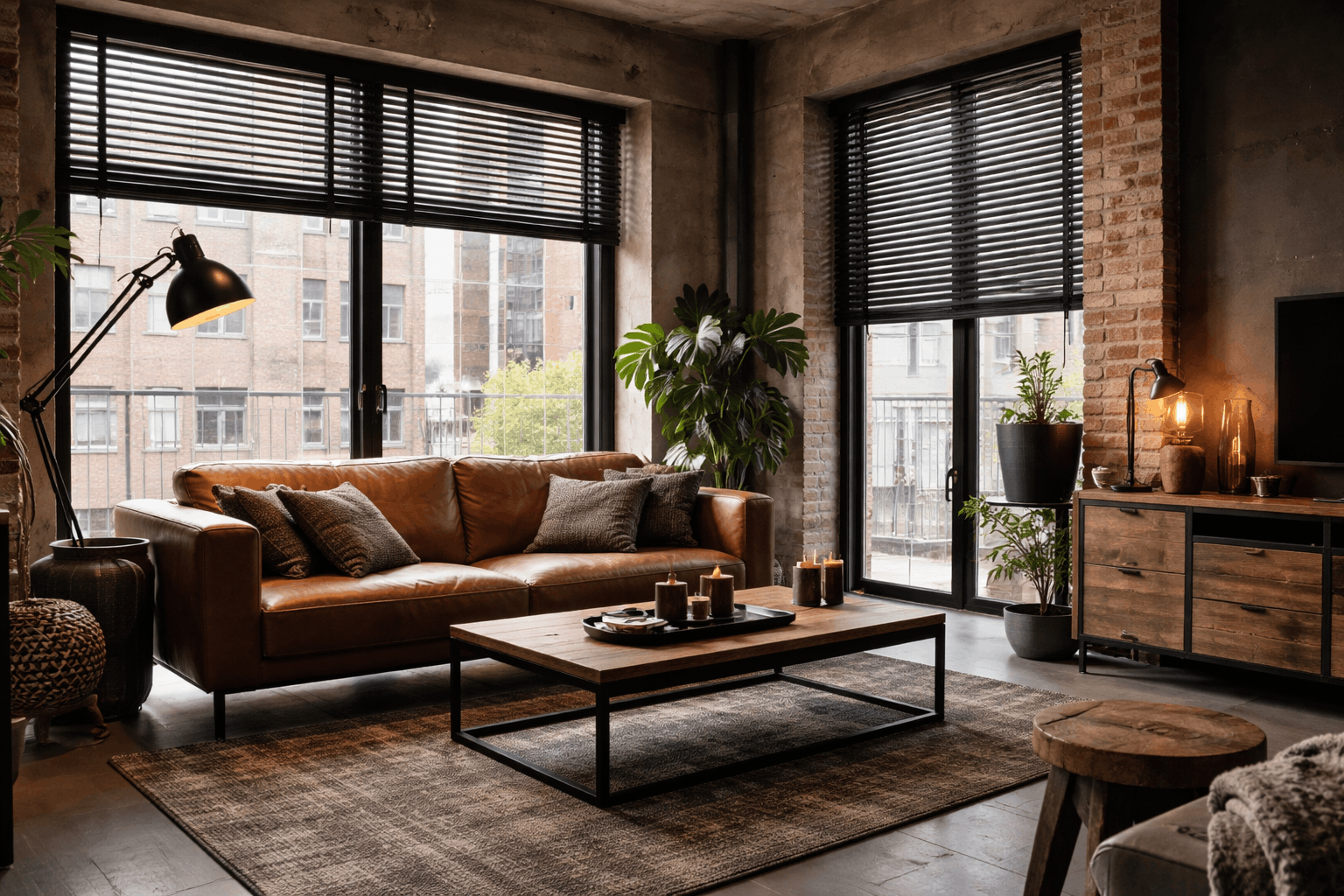 Raamdecoratie voor een industriële interieurstijl