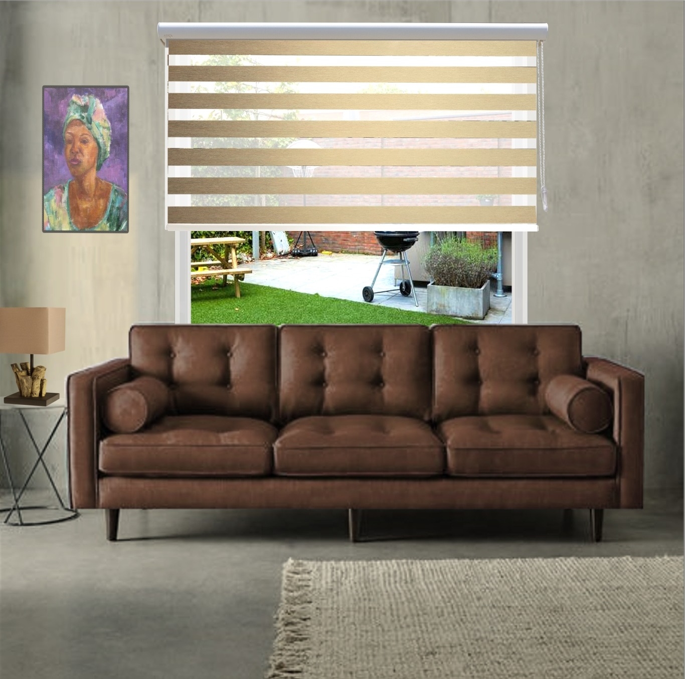 HEWO duo rolgordijn brocante beige product afbeelding