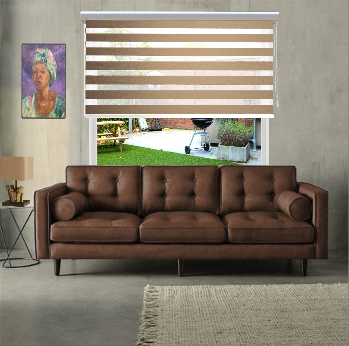 HEWO duo rolgordijn brocante brown product afbeelding