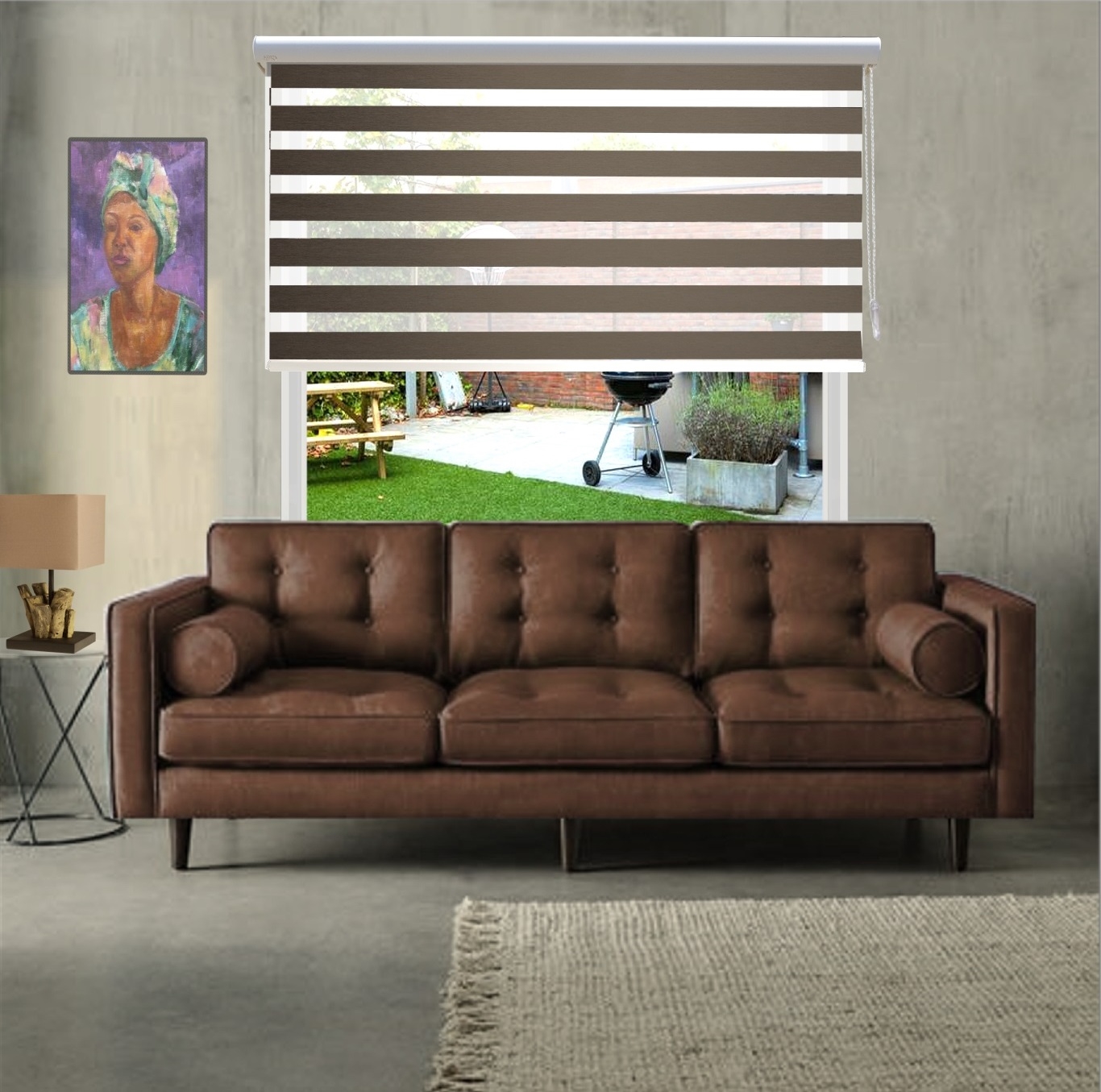 HEWO duo rolgordijn brocante chocolate product afbeelding