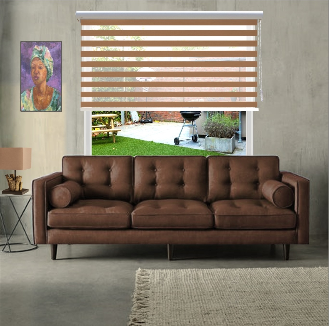HEWO duo rolgordijn finesse mocca product afbeelding