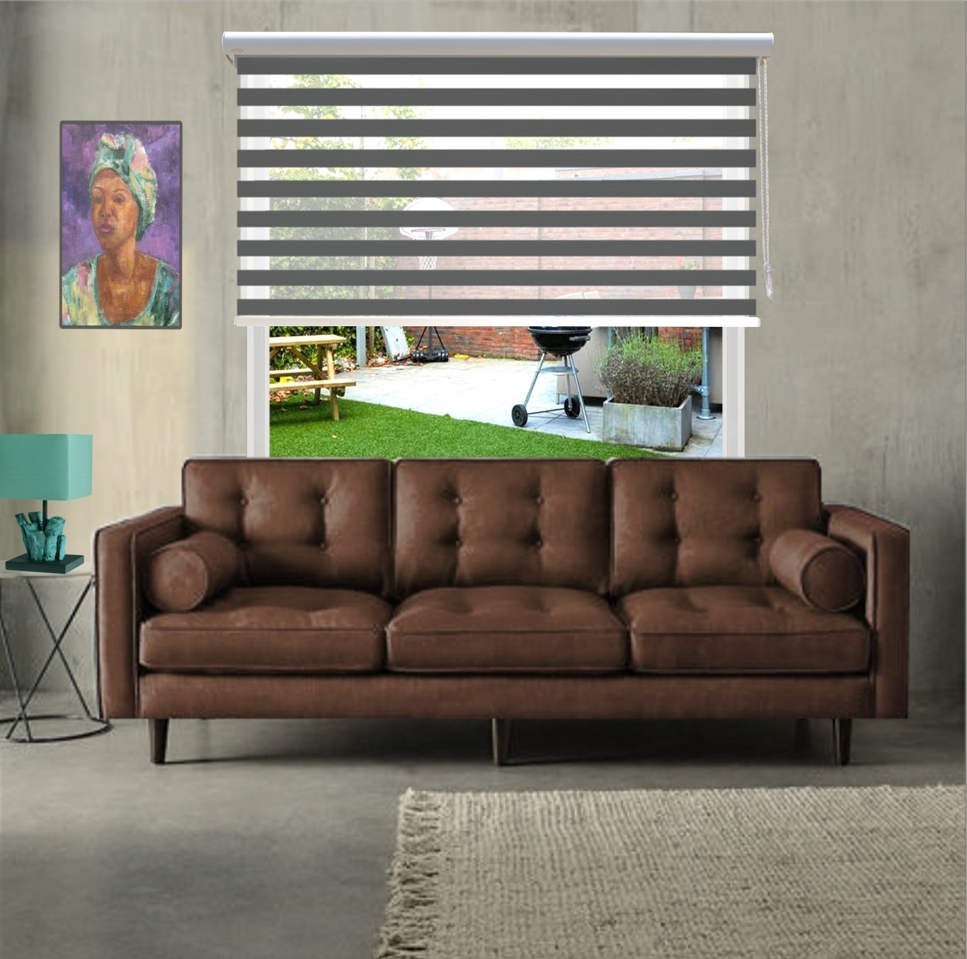 HEWO duo rolgordijn finesse dark grey product afbeelding
