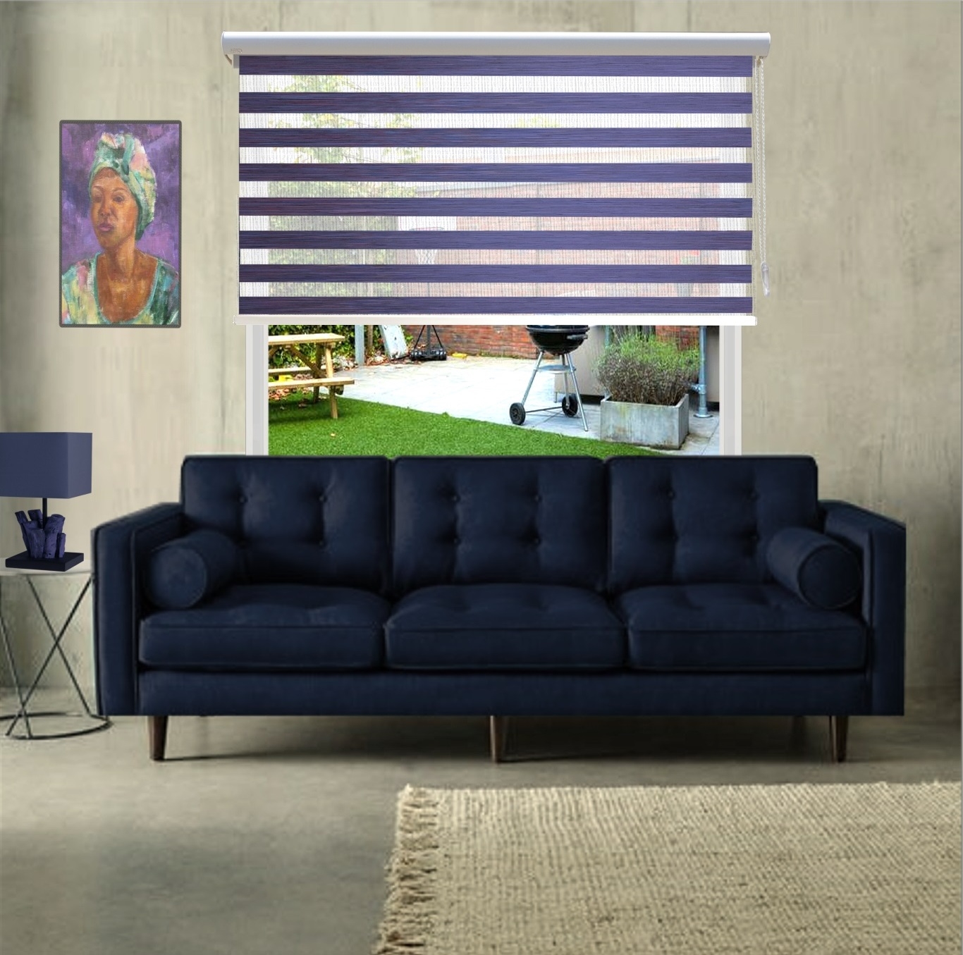 HEWO duo rolgordijn royal blue product afbeelding