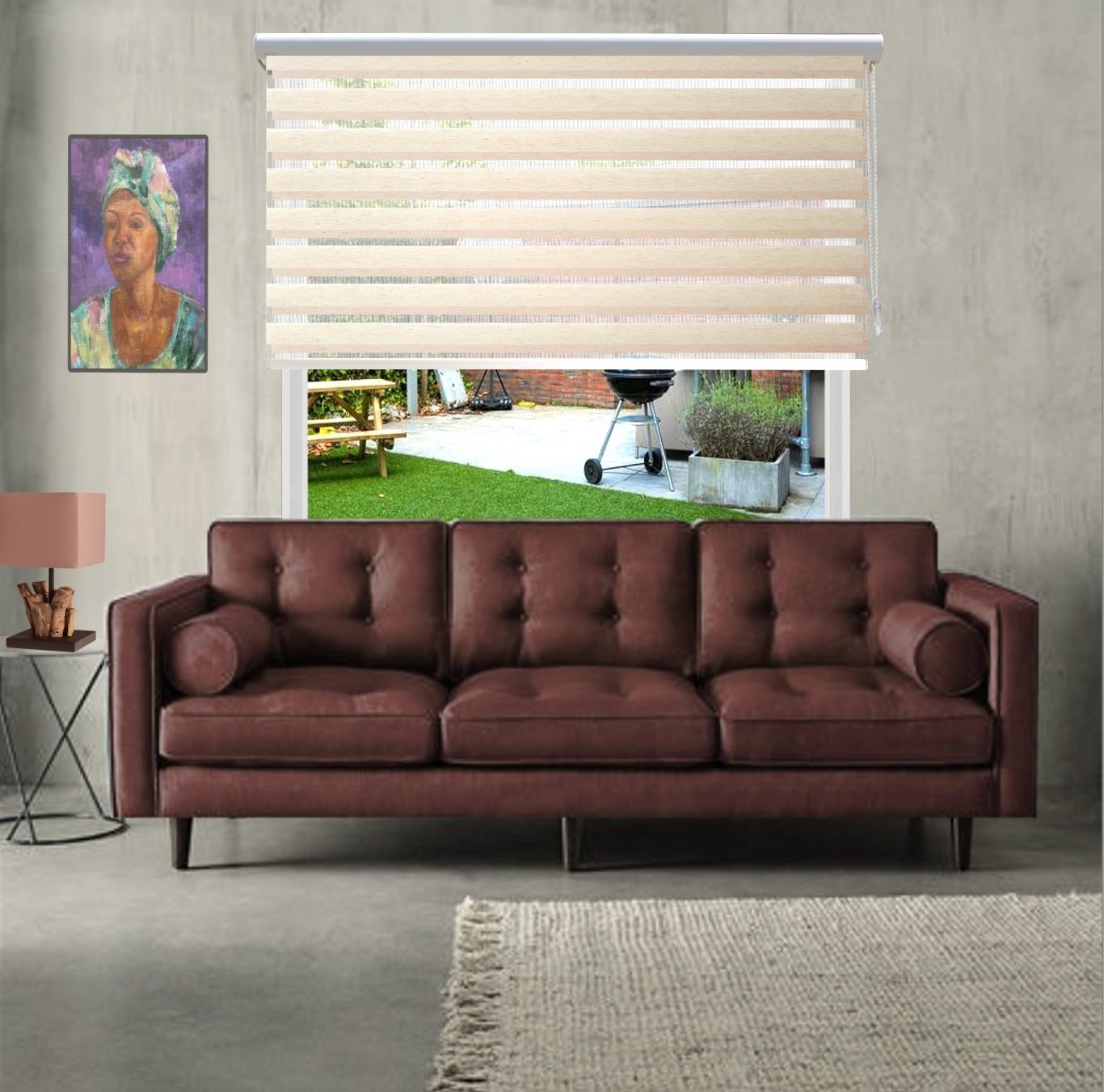 HEWO duo rolgordijn timber ivoor-beige product afbeelding