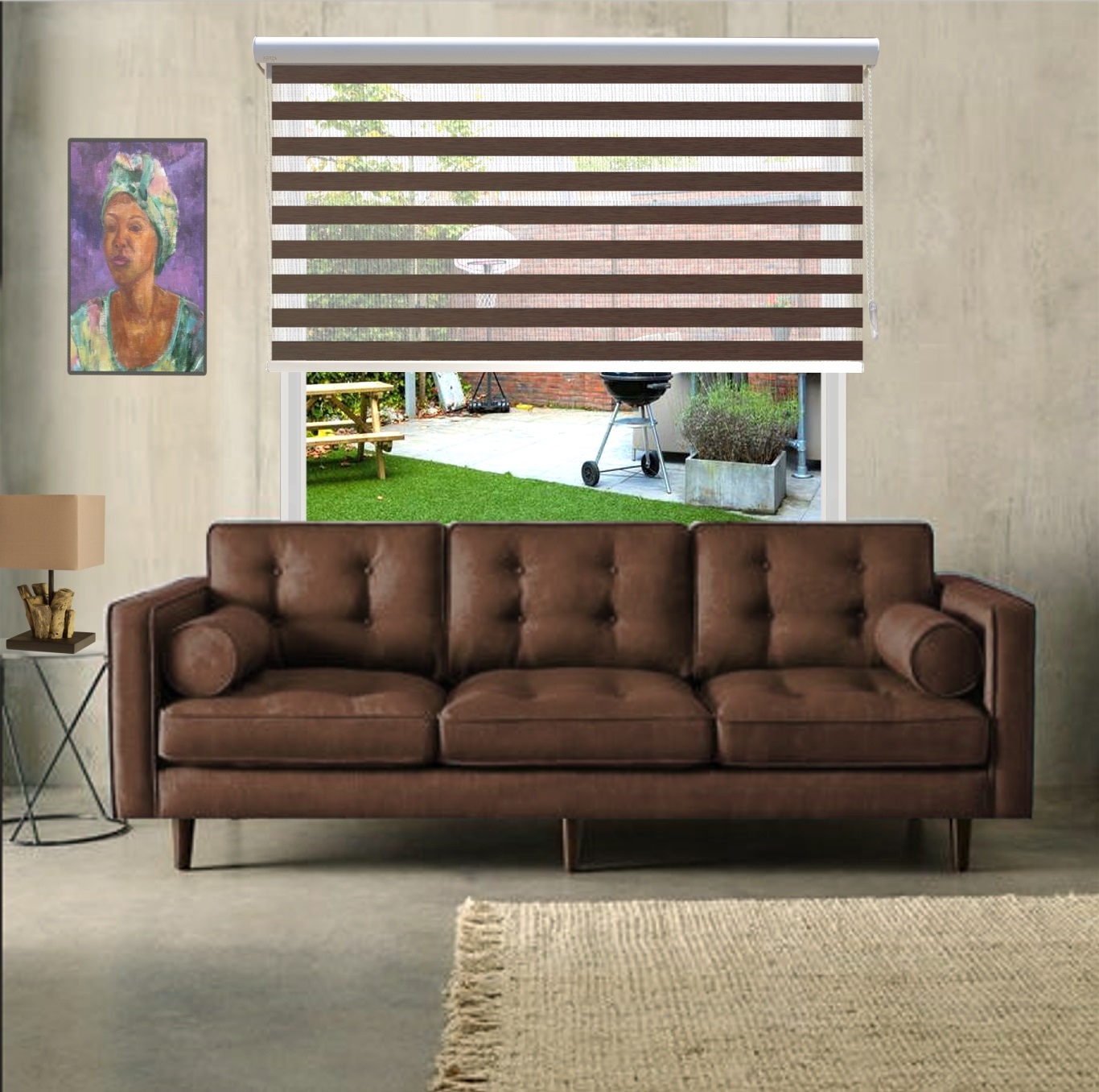 HEWO duo rolgordijn xl walnoot product afbeelding