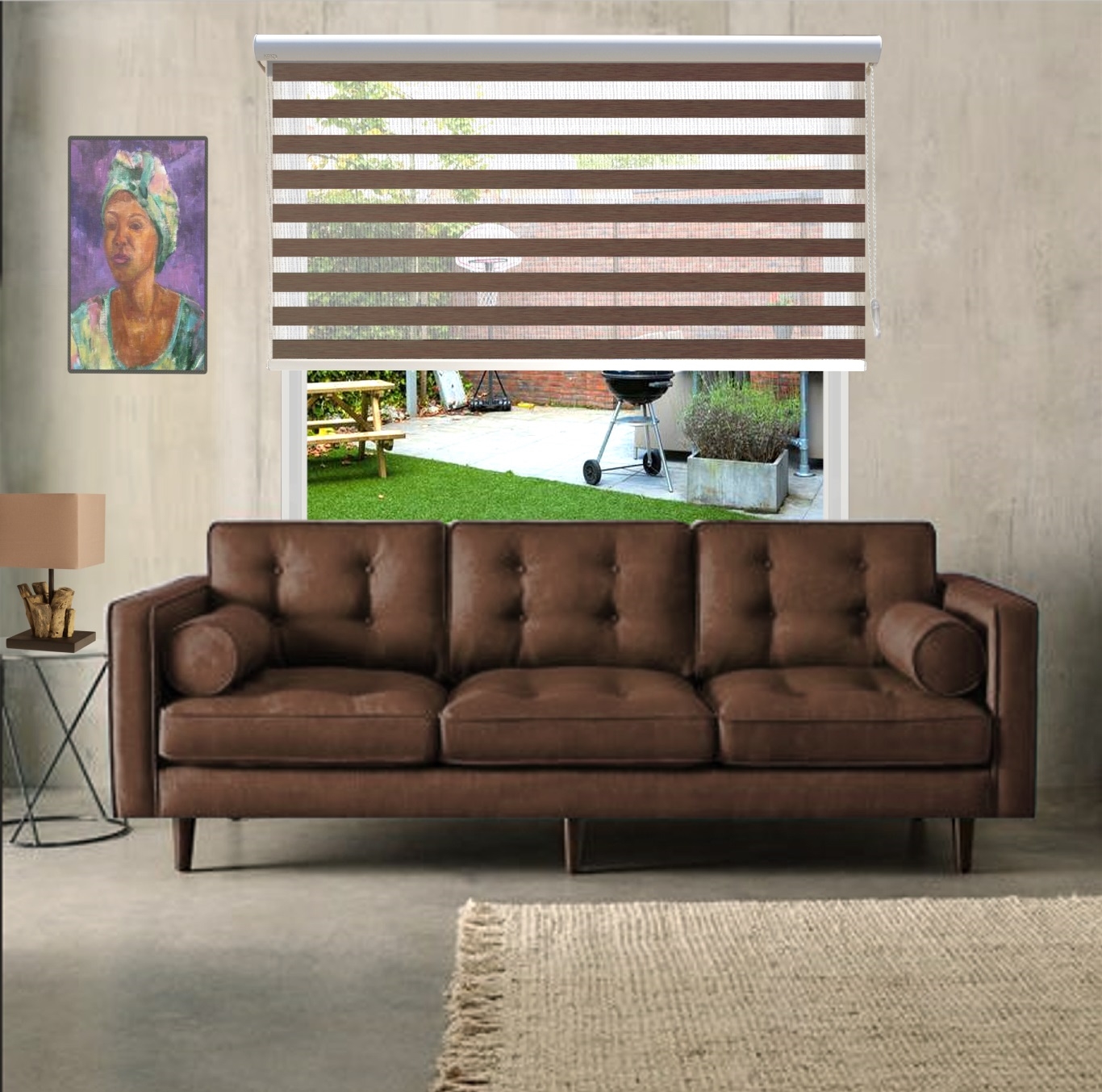 HEWO duo rolgordijn xl koffie