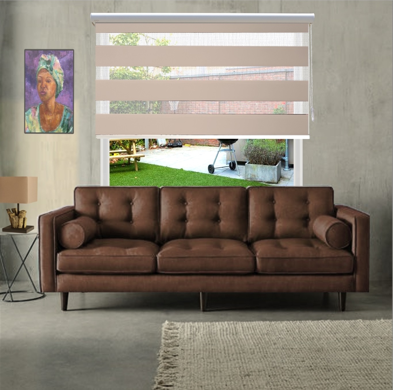HEWO duo rolgordijn big-20cm licht taupe product afbeelding