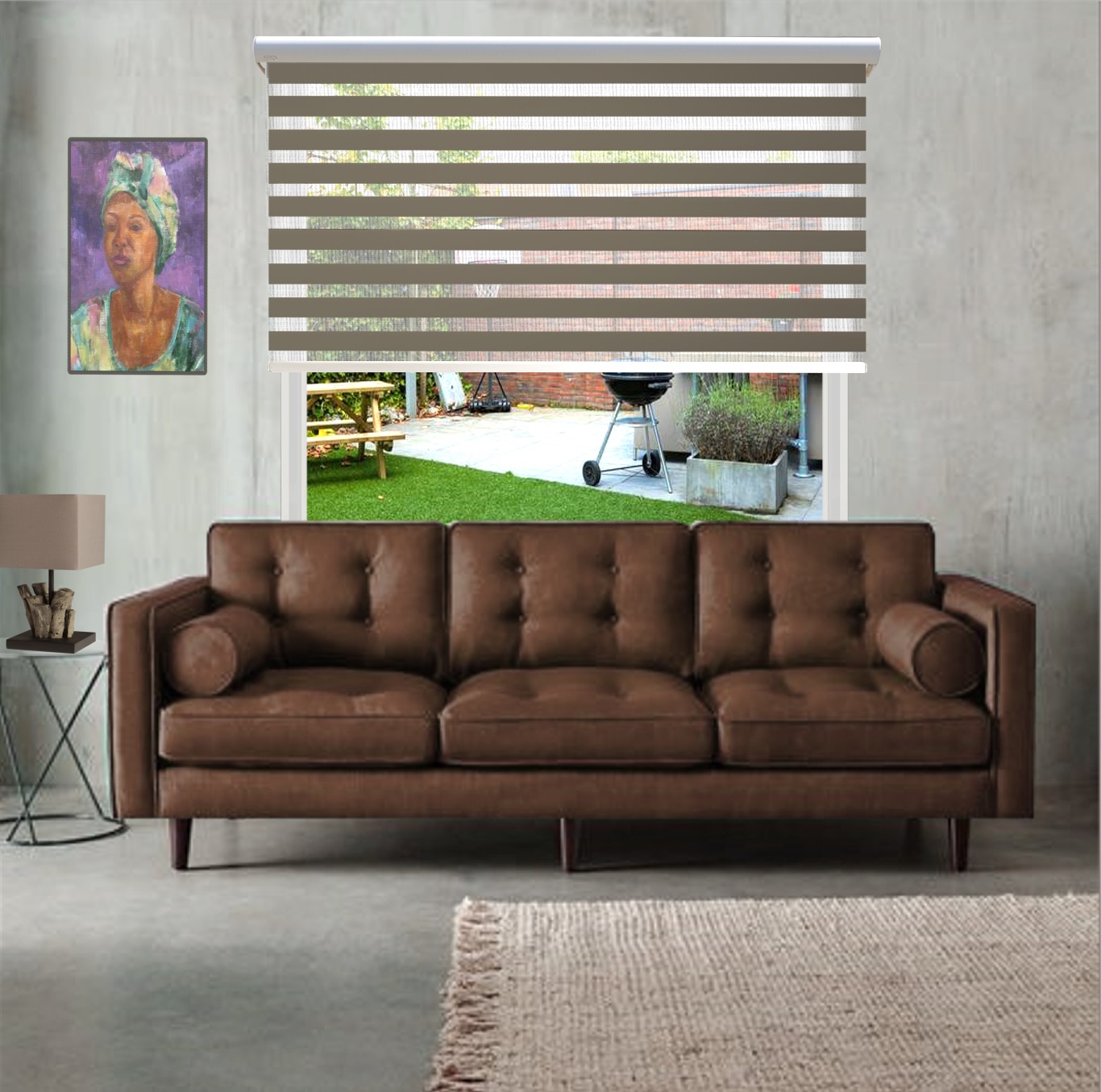 HEWO duo rolgordijn standaard donker greige product afbeelding