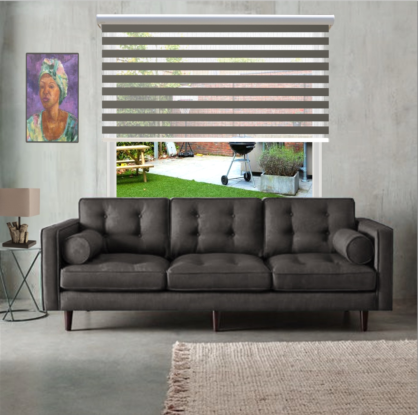 HEWO duo rolgordijn standaard parel grijs product afbeelding