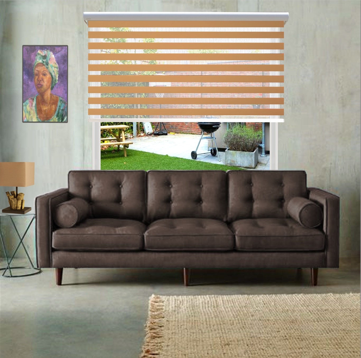 HEWO duo rolgordijn standaard bruin product afbeelding
