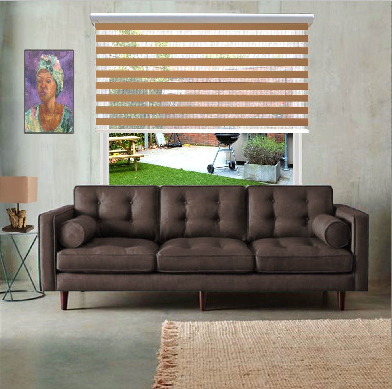 HEWO duo rolgordijn standaard caramel product afbeelding