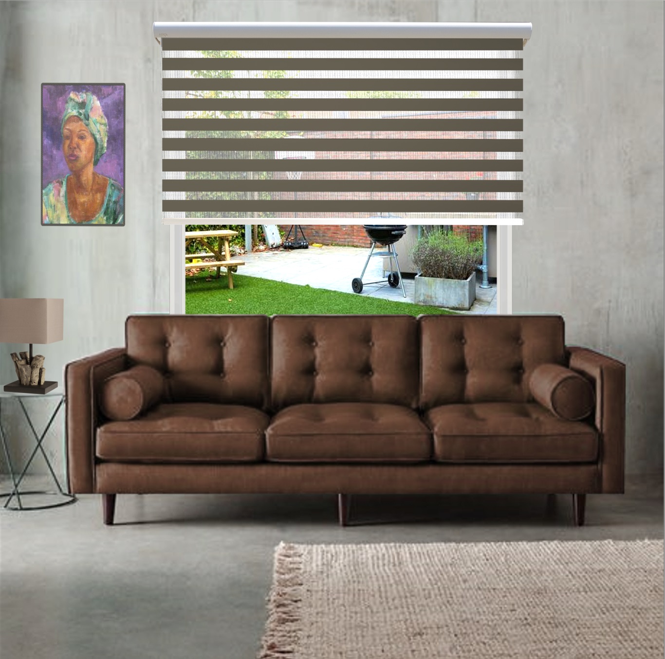 HEWO duo rolgordijn standaard taupe product afbeelding