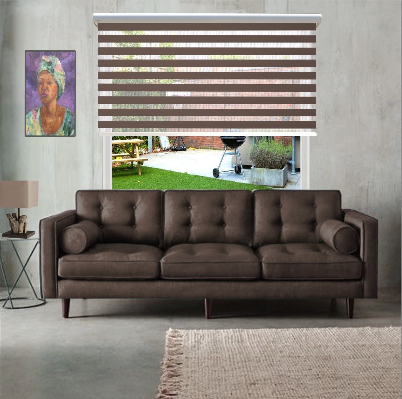 HEWO duo rolgordijn standaard mocca product afbeelding