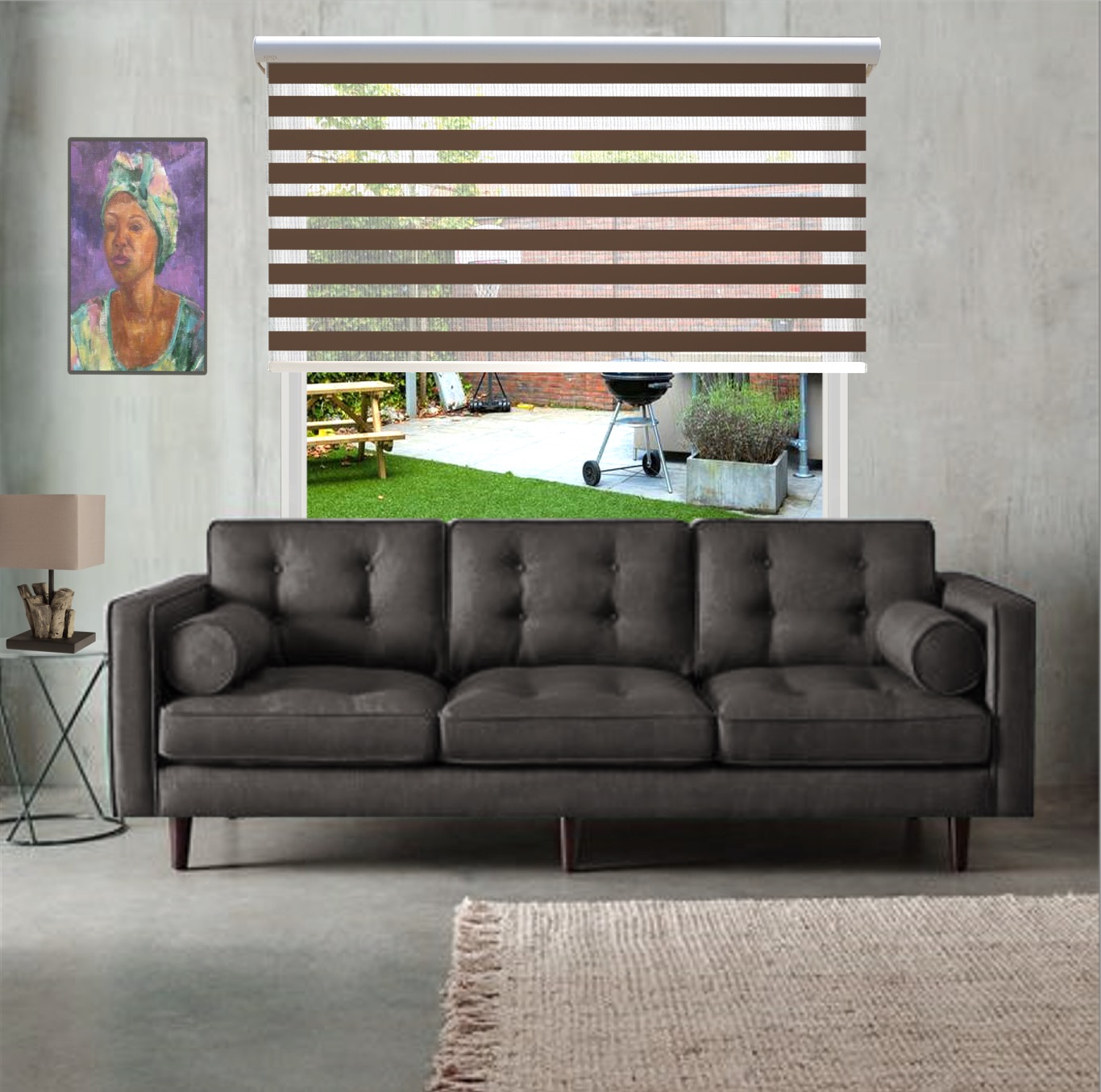 HEWO duo rolgordijn standaard donker mocca product afbeelding