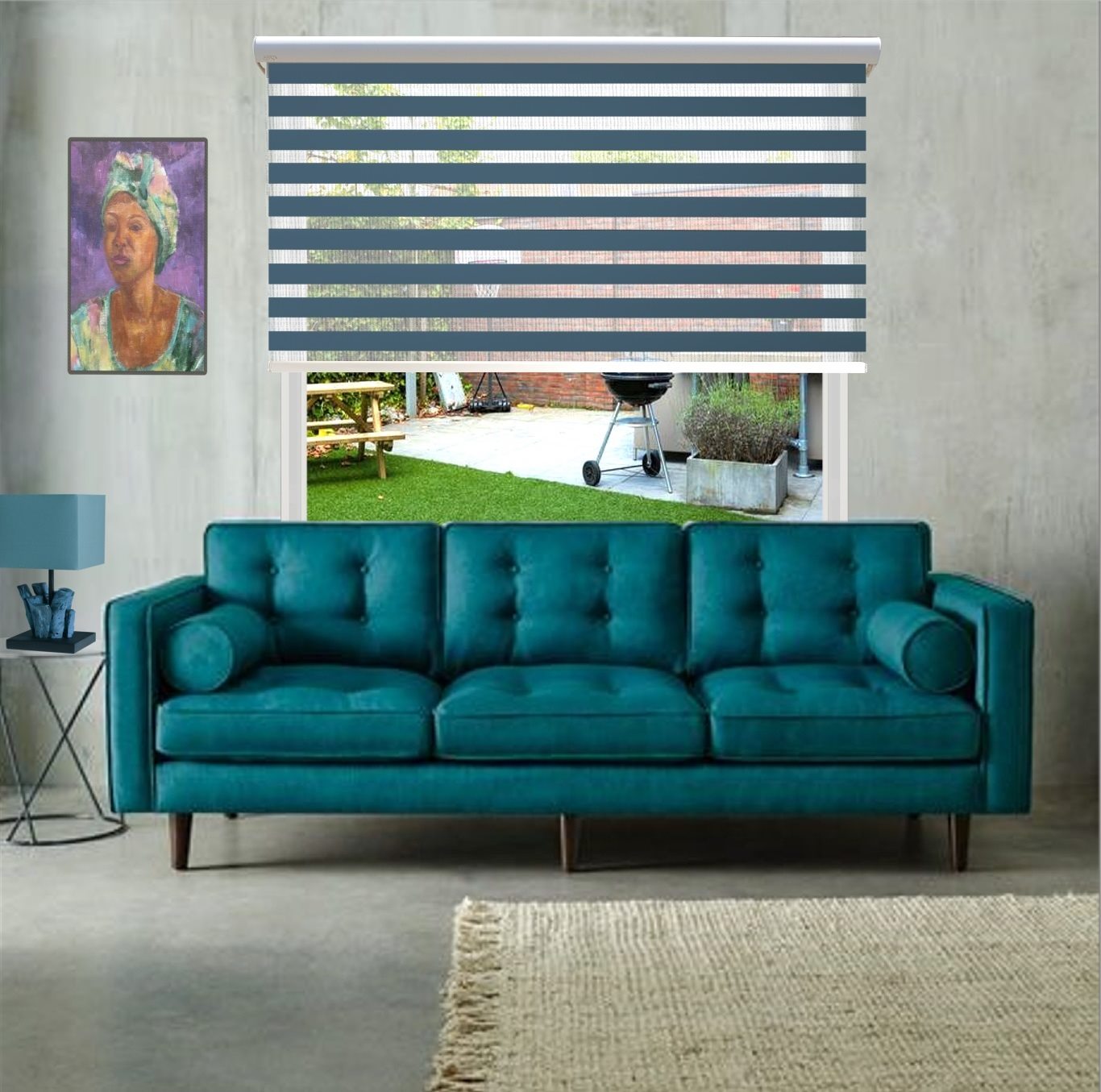 HEWO duo rolgordijn standaard mid blauw product afbeelding
