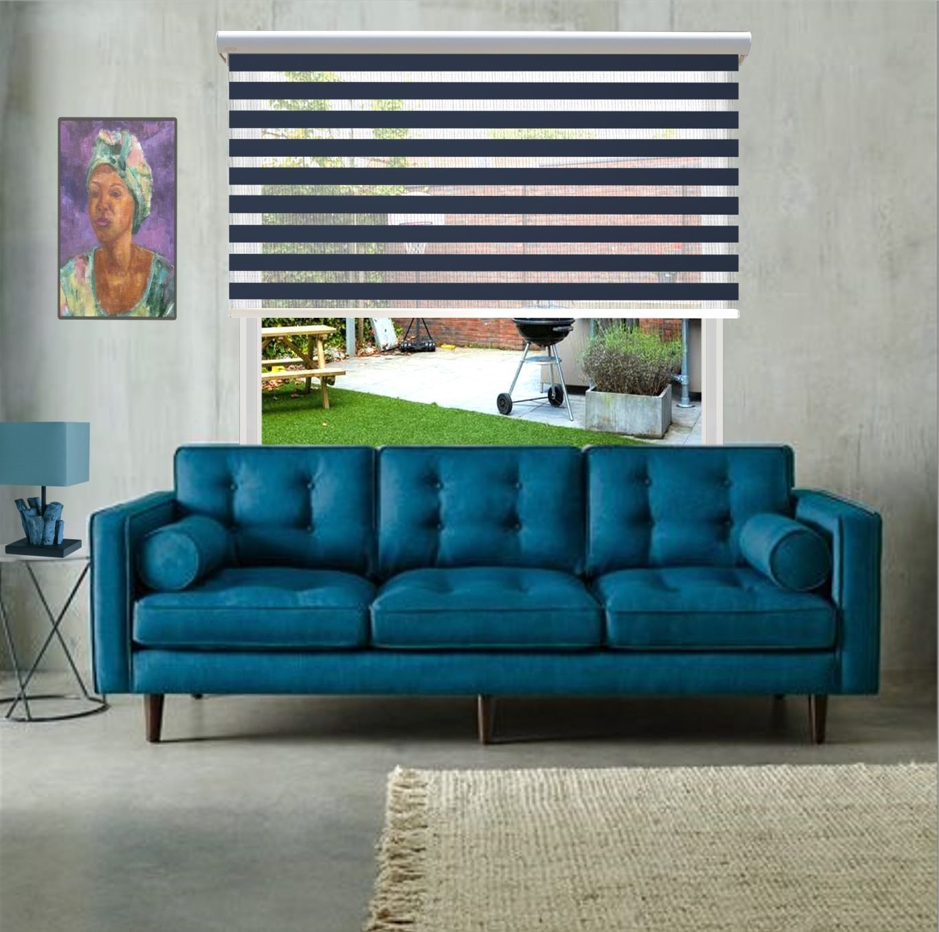 HEWO duo rolgordijn standaard marine blue product afbeelding