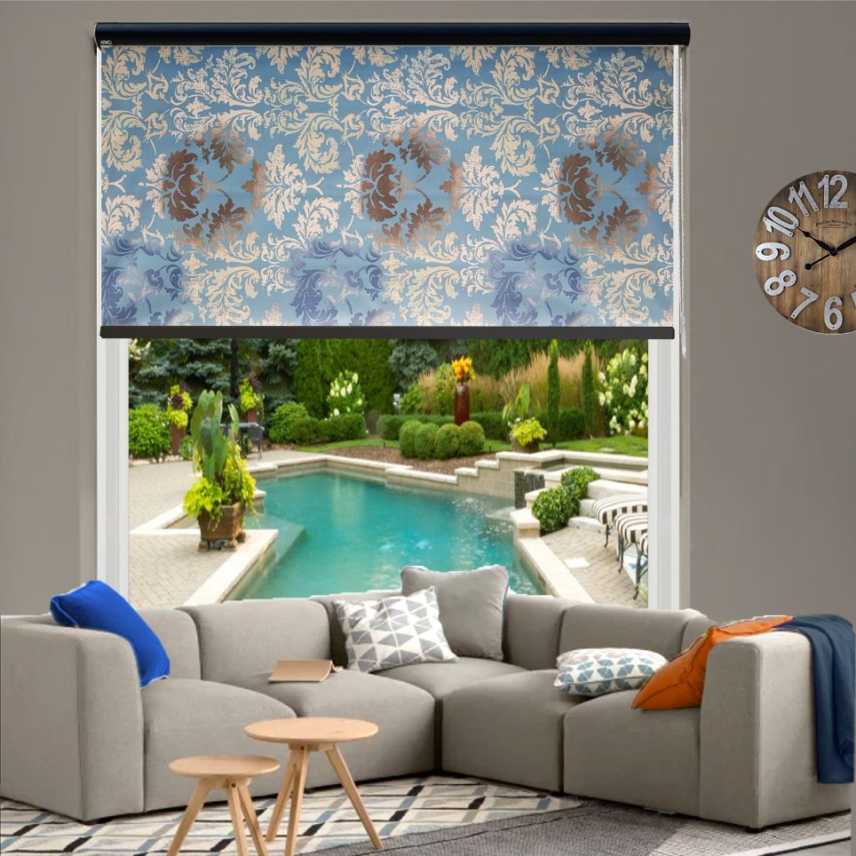HEWO Rolgordijn dessin semitransparant classic blauw product afbeelding