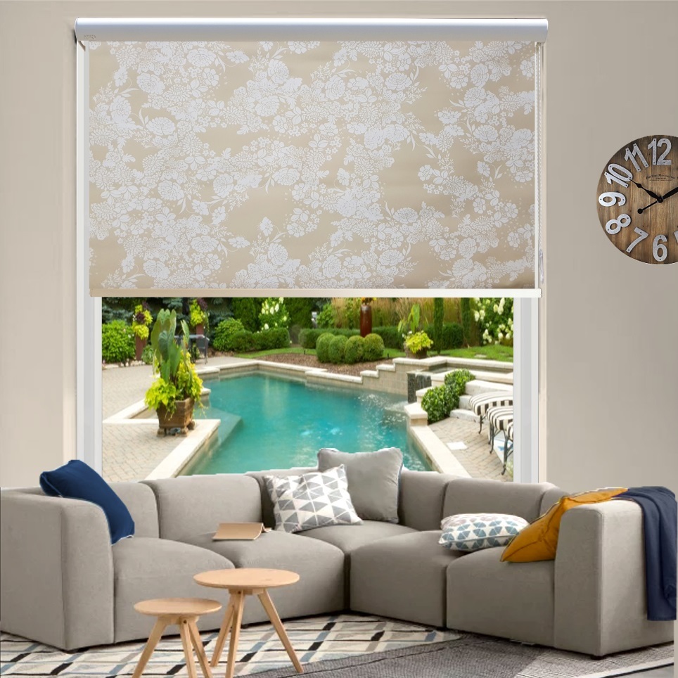 HEWO Rolgordijn dessin verduisterend rose beige product afbeelding