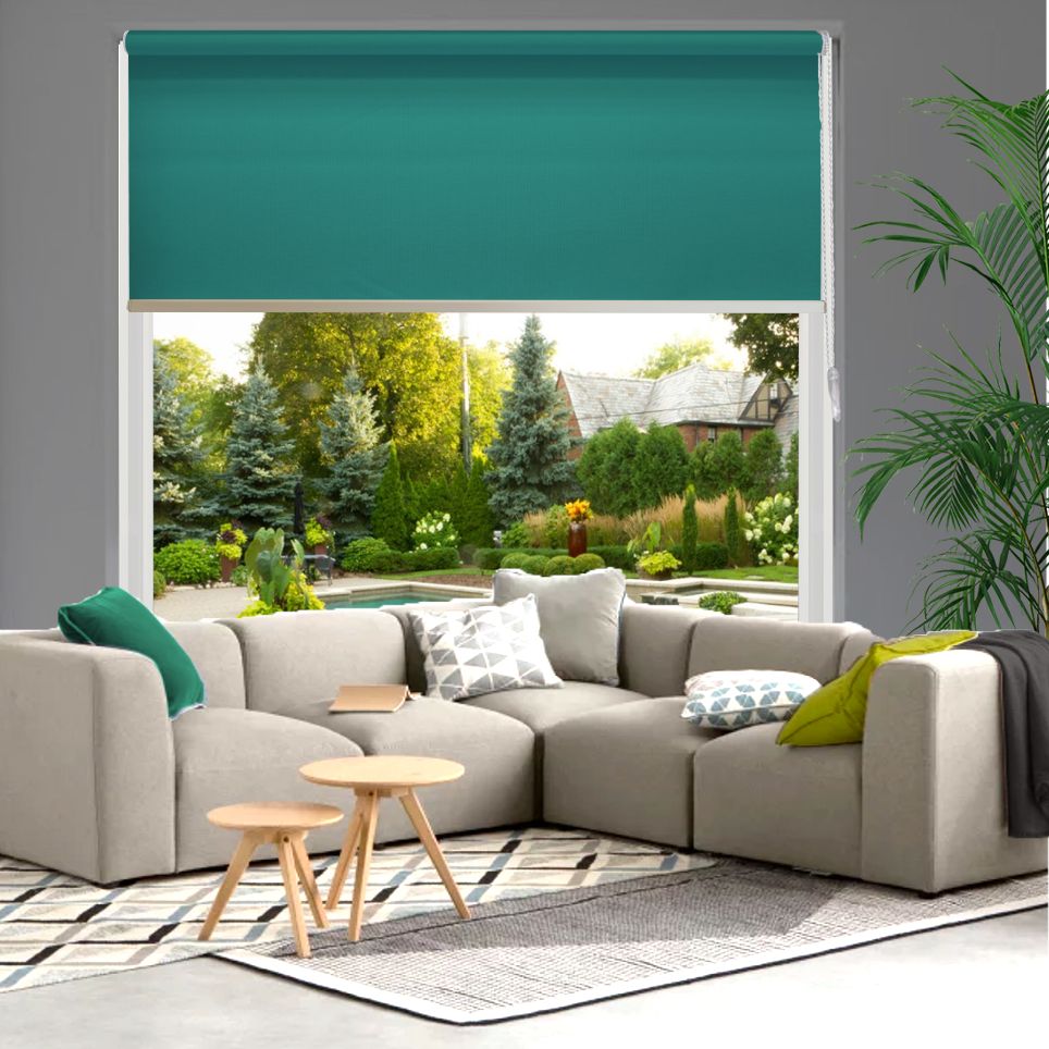 HEWO Rolgordijn standaard semitransparant aqua blauw product afbeelding