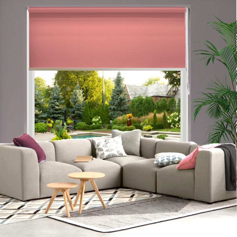 HEWO Rolgordijn velvet semitransparant rose Oranje-Rood