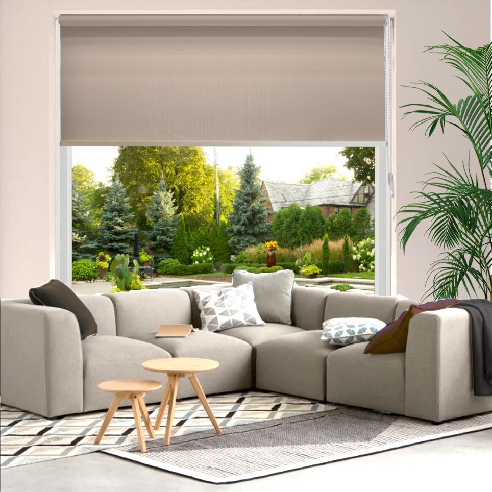HEWO Rolgordijnvelvet semitransparant licht taupe product afbeelding