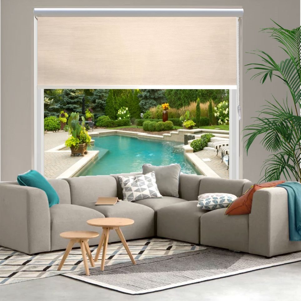 HEWO Rolgordijn woodlook semitransparant beige product afbeelding