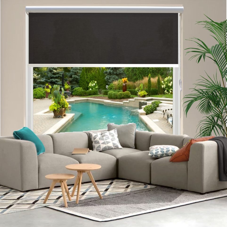 HEWO Rolgordijn woodlook semitransparant black product afbeelding